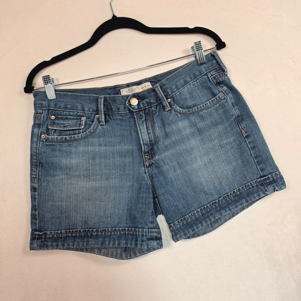 Old Navy Denim Shorts Womens 8 Blue‎ Mid-Rise Y2K Minimalist Coastal Festival